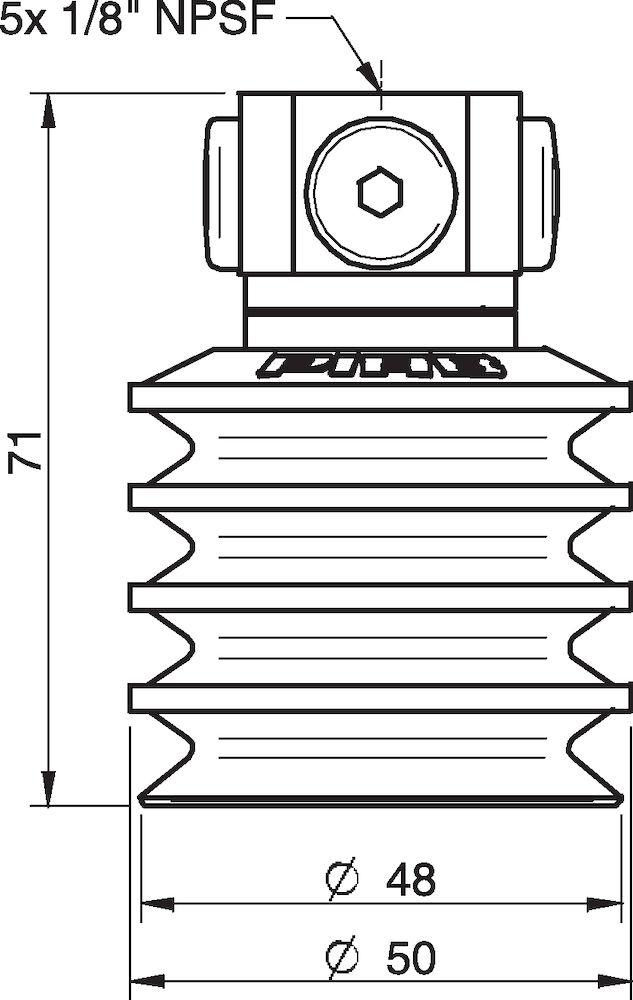 Piab Suction cup BL50-2 Chloroprene, 5x1/8 NPSF female