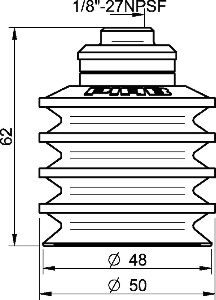 Piab Suction cup BL50-2 Chloroprene, 1/8 NPSF female, PA