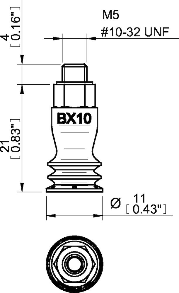 Piab Suction cup BX10P Polyurethane 60, M5 male