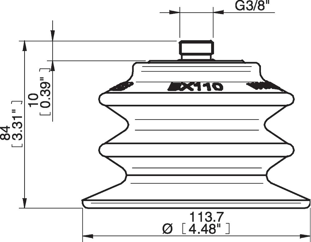 Piab Suction cup BX110P Polyurethane 60 with filter. thread insert G3/8 male for Vacuum Gripper Sys