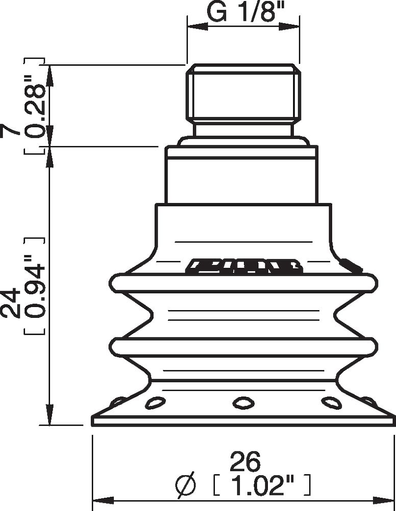 Piab Suction cup BX25P Polyurethane 60 with filter, G1/8 male