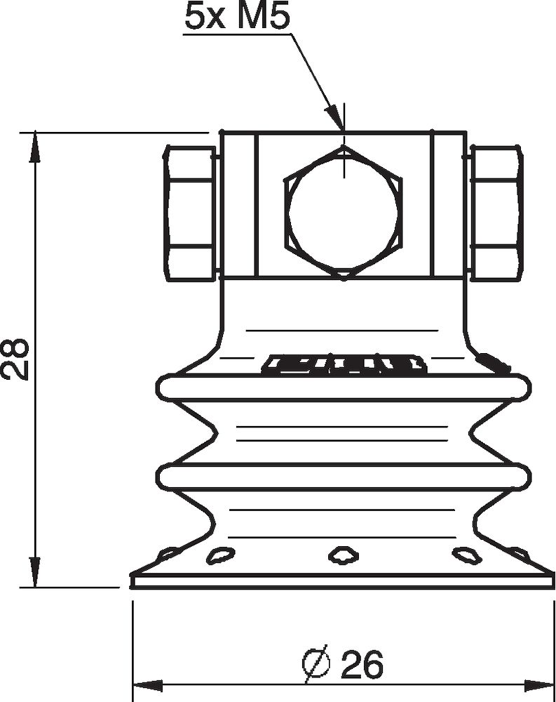 Piab Suction cup BX25P Polyurethane 30/60 with filter, 5xM5 female