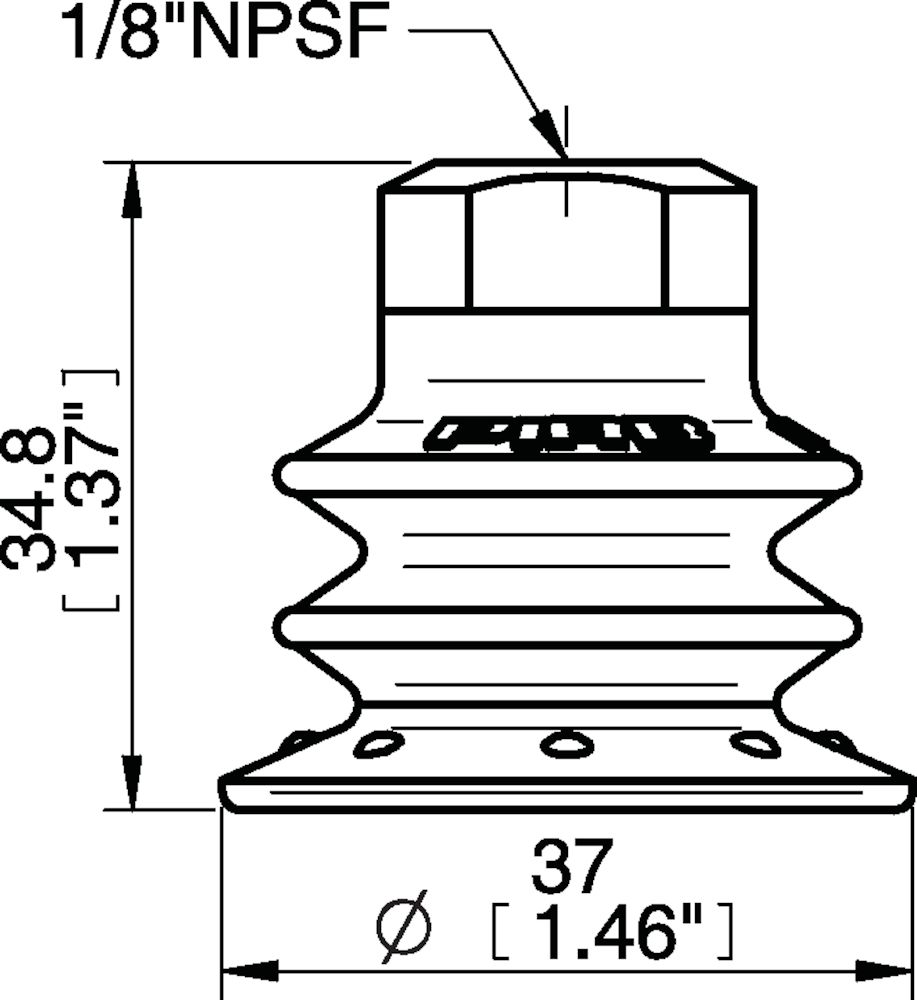 Piab Suction cup BX35P Polyurethane 60 with filter, 1/8 NPSF female