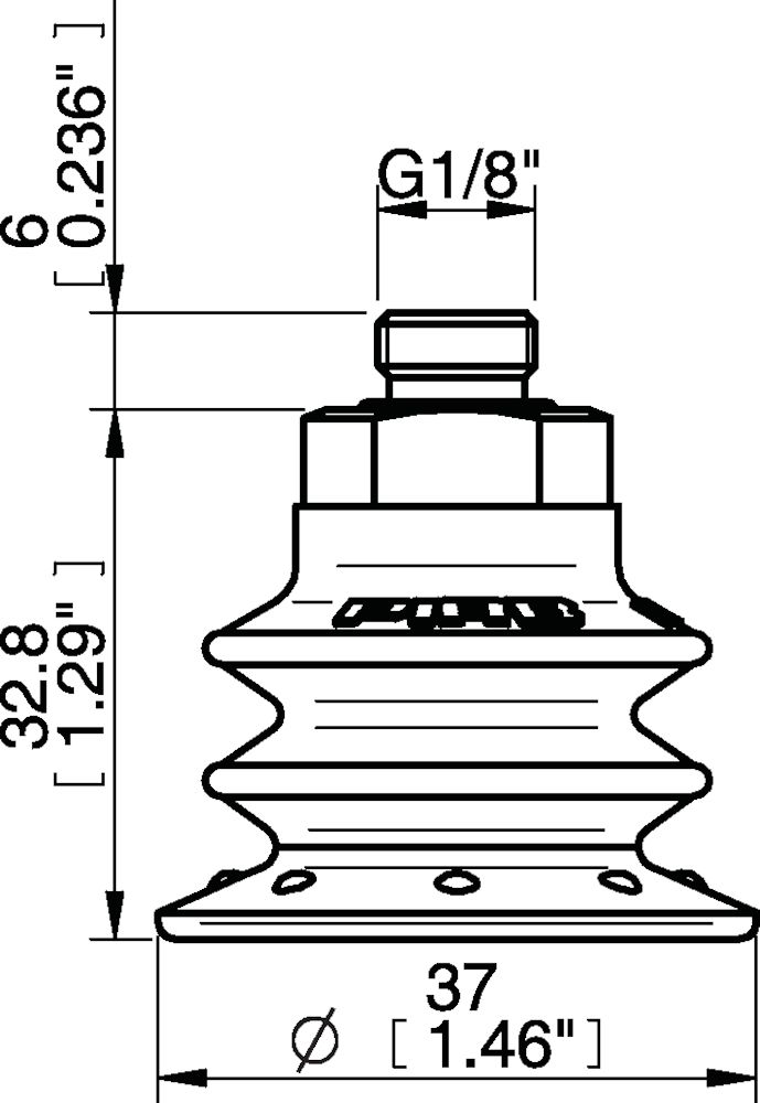 Piab Suction cup BX35P Polyurethane 30/60 with filter, G1/8 male, with mesh filter