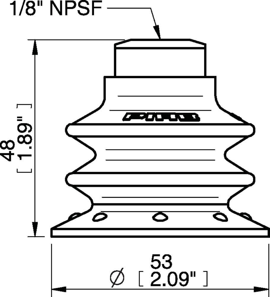 Piab Suction cup BX52P Polyurethane 30/60 with filter, 1/8 NPSF female