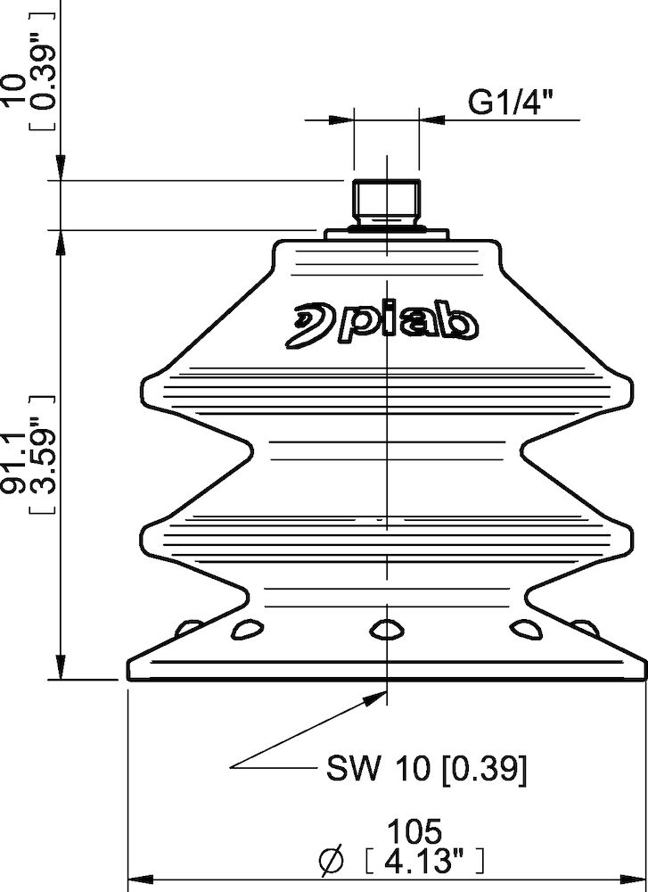 Piab Suction cup BXF105P Polyurethane 60, G1/4 male with mesh filter