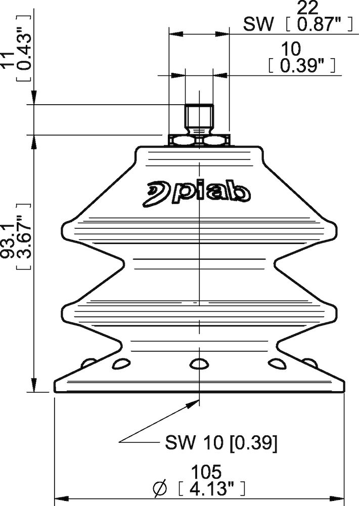 Piab Suction cup BXF105P Polyurethane 60, M10×1,5 male with mesh filter