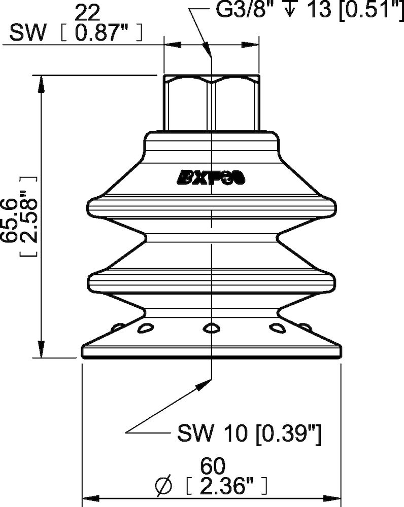 Piab Suction cup BXF60P Polyurethane 60, G3/8 female with mesh filter