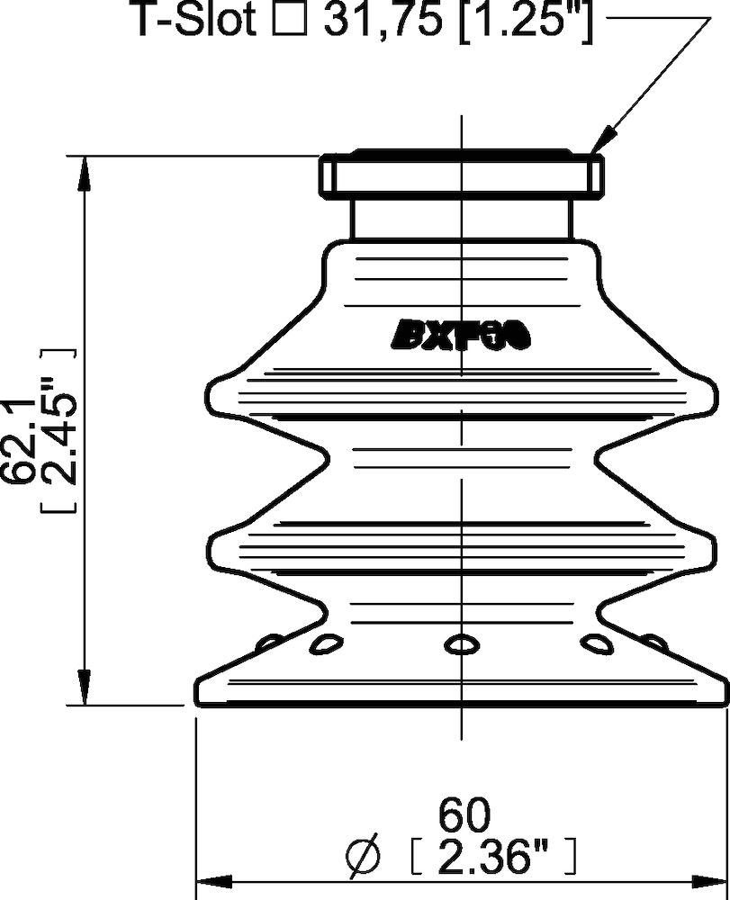 Piab Suction cup BXF60P Polyurethane 60, T-slot with mesh filter