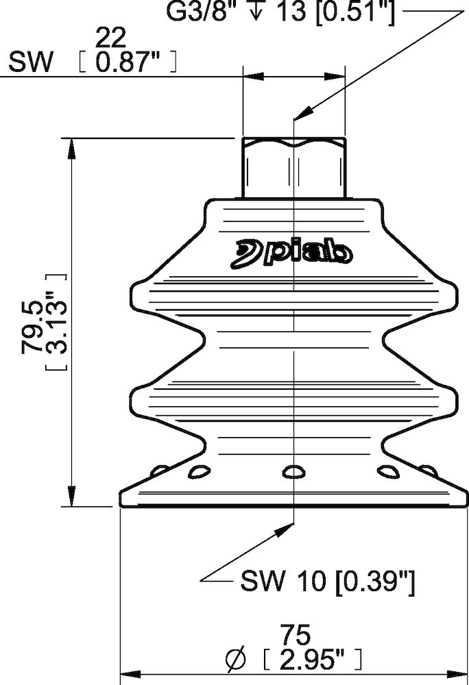 Piab Suction cup BXF75P Polyurethane 60, G3/8 female with mesh filter