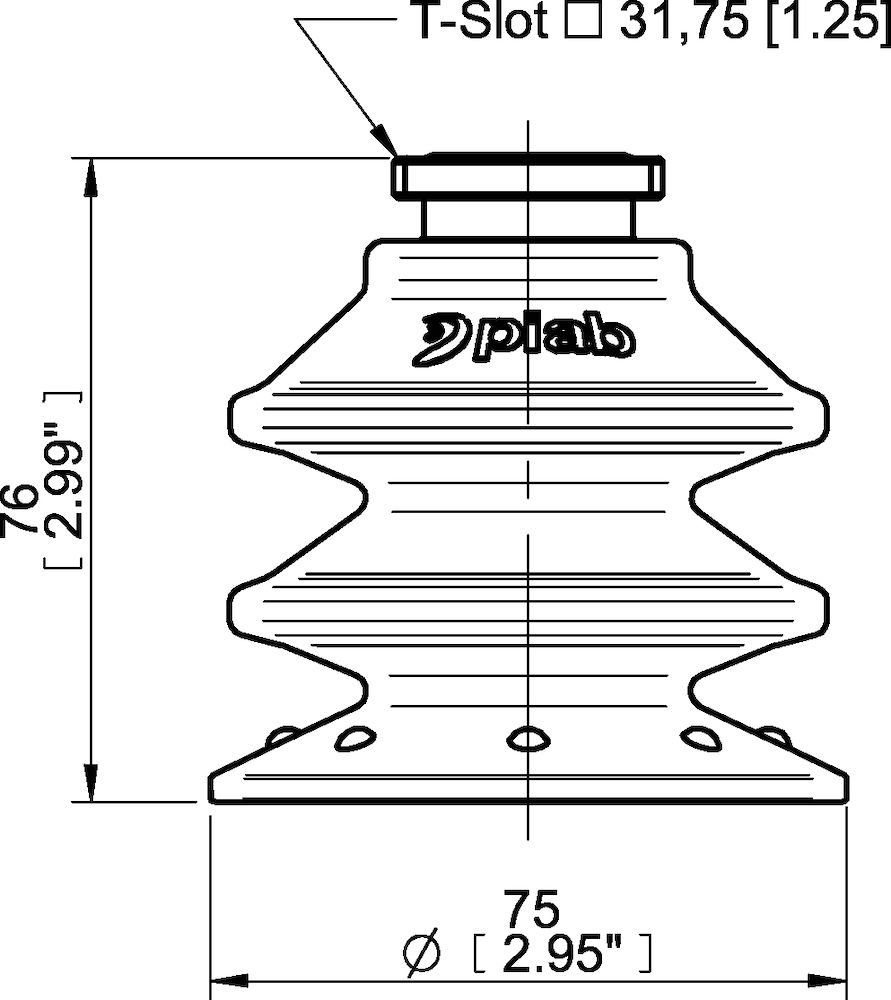 Piab Suction cup BXF75P Polyurethane 60, T-slot with mesh filter