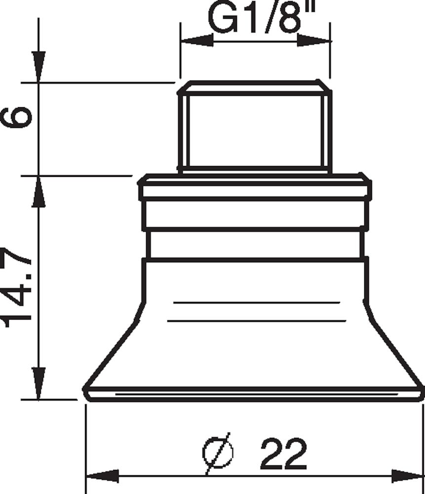 Piab Suction cup D20-2 Silicone, G1/8 male/M5 female, with mesh filter