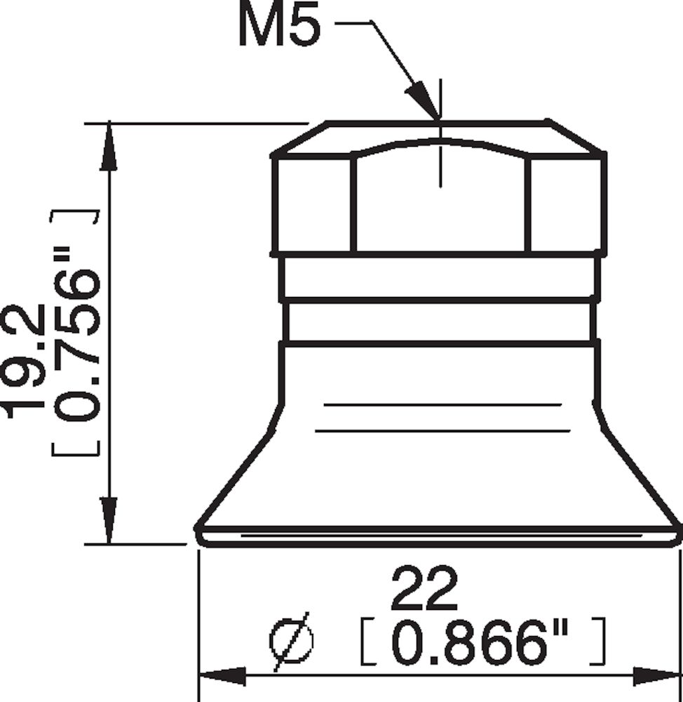 Piab Suction cup D20-2 Silicone, M5 female, with dual flow control valve