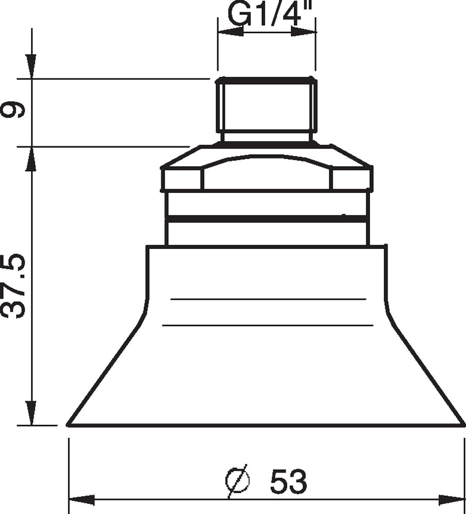 Piab Suction cup D50 Chloroprene, 1/4 NPT male, with dual flow control valve