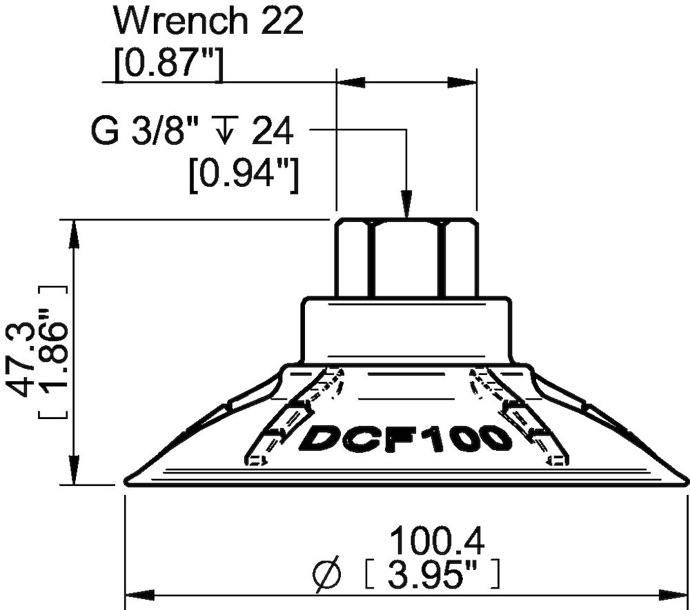 Piab Suction cup DCF100P Polyurethane 60, G3/8 female plastic