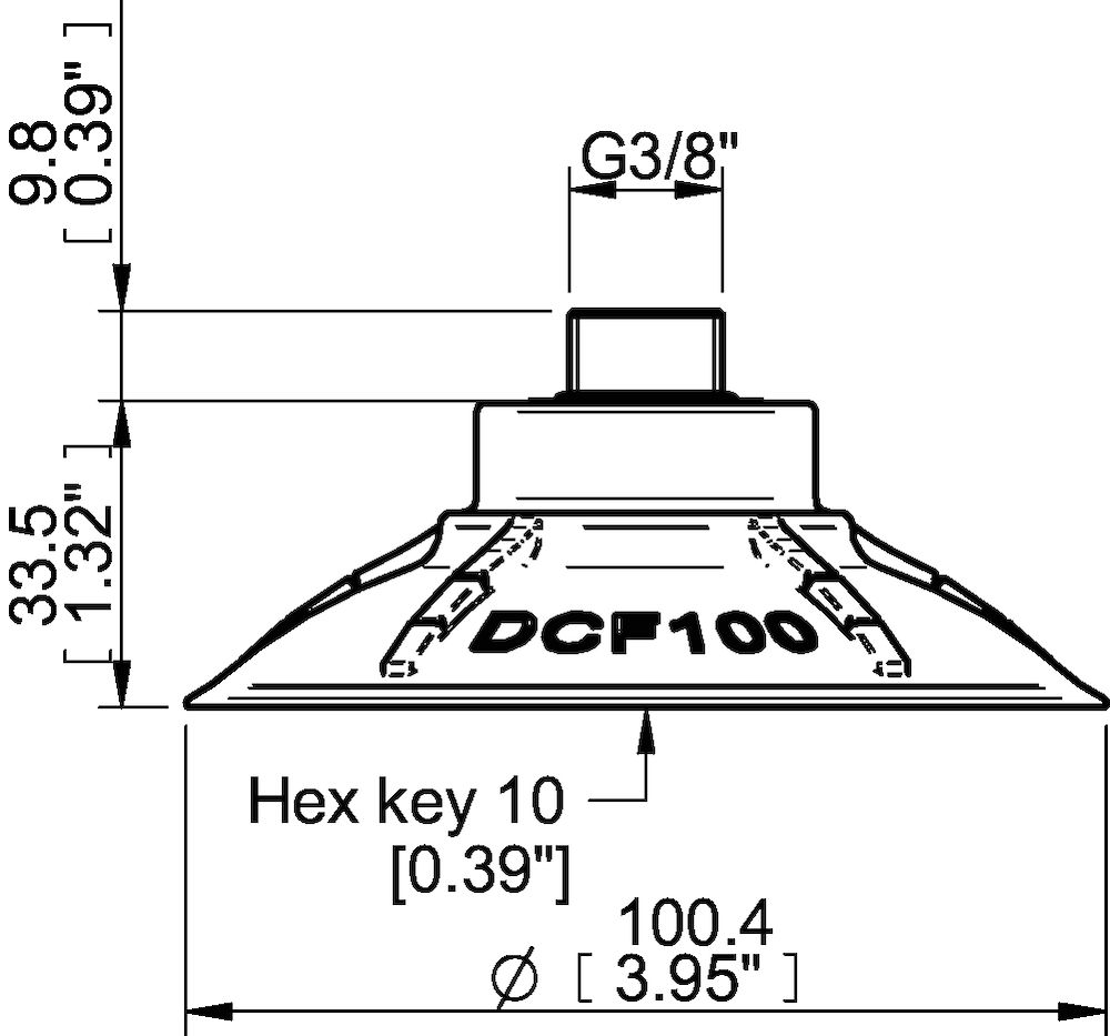 Piab Suction cup DCF100P Polyurethane 60, G3/8 male