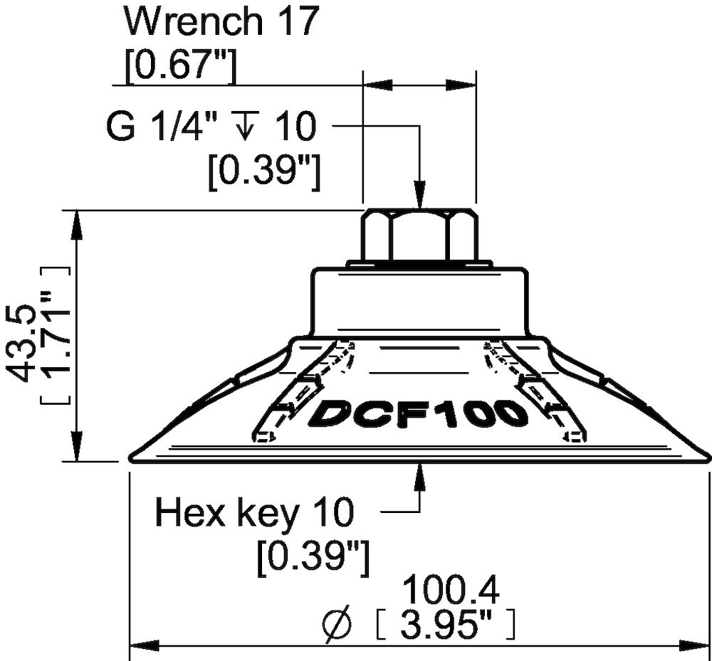 Piab Suction cup DCF100P Polyurethane 60, G1/4 female with mesh filter