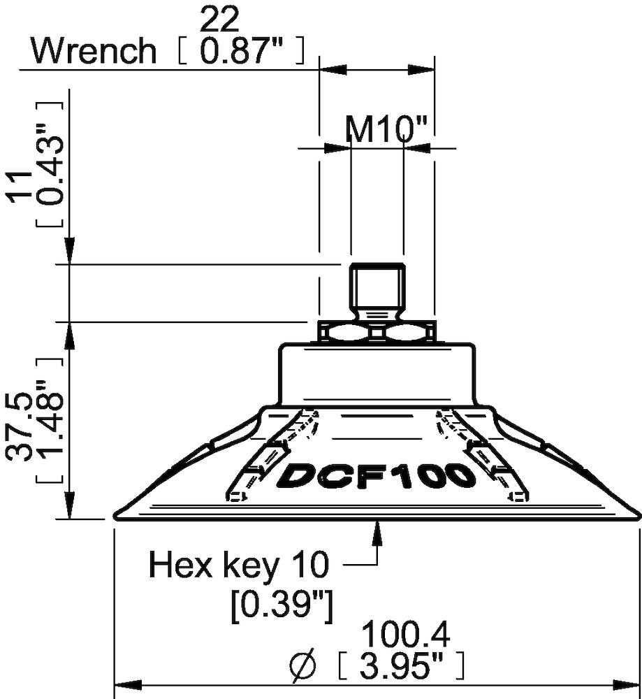 Piab Suction cup DCF100P Polyurethane 60, M10x1,5 male with mesh filter