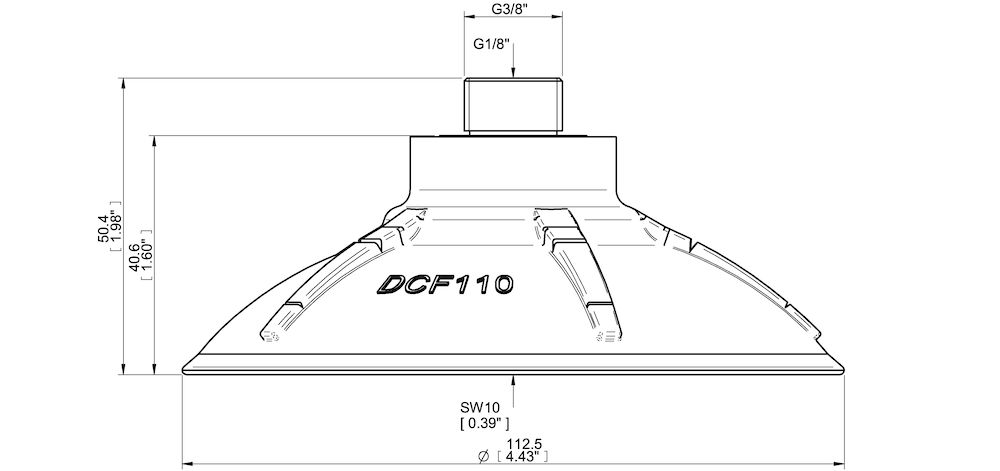 Piab Suction cup DCF110P Polyurethane 60, G3/8 male, 1/8 NPSF female, with mesh filter