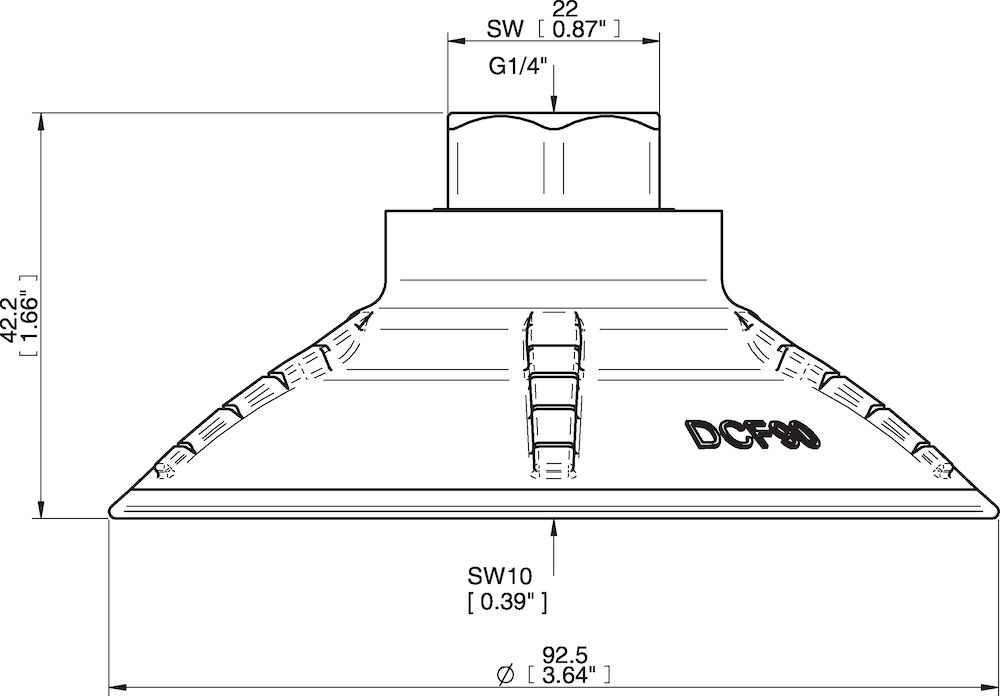 Piab Suction cup DCF90P Polyurethane 60, G1/4 female, with mesh filter