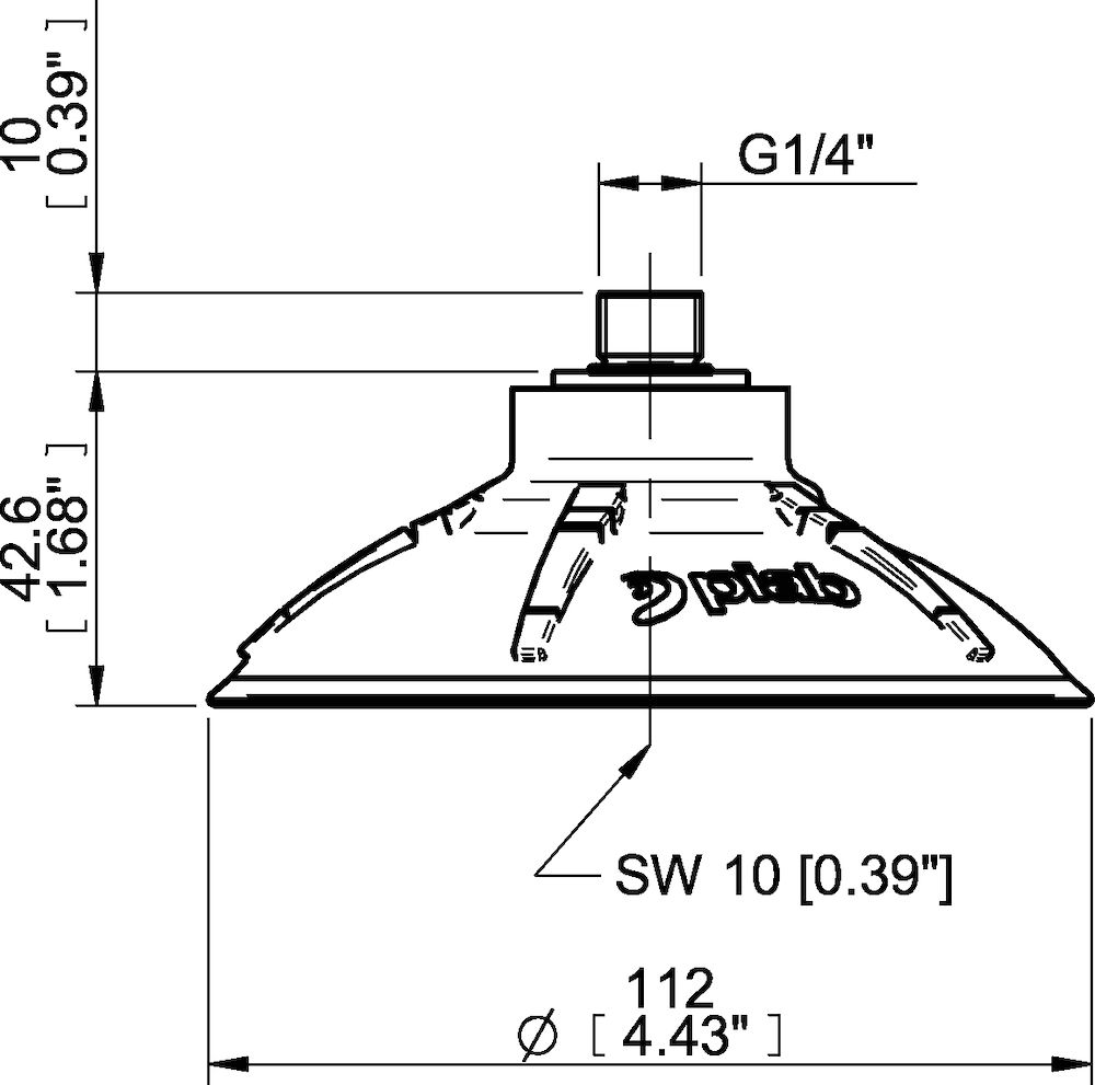 Piab Suction cup DCF110P Polyurethane 60 G1/4 male with mesh filter