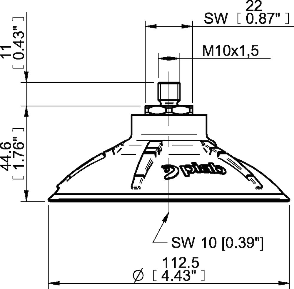 Piab Suction cup DCF110P Polyurethane 60 M10x1,5 male with mesh filter