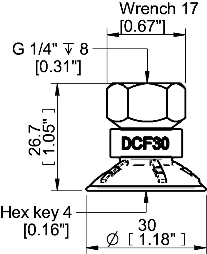Piab Suction cup DCF30P Polyurethane 60, G1/4 female