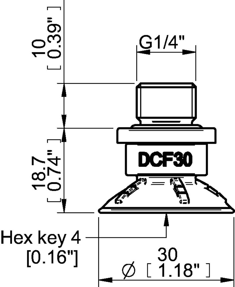 Piab Suction cup DCF30P Polyurethane 60, G1/4 male