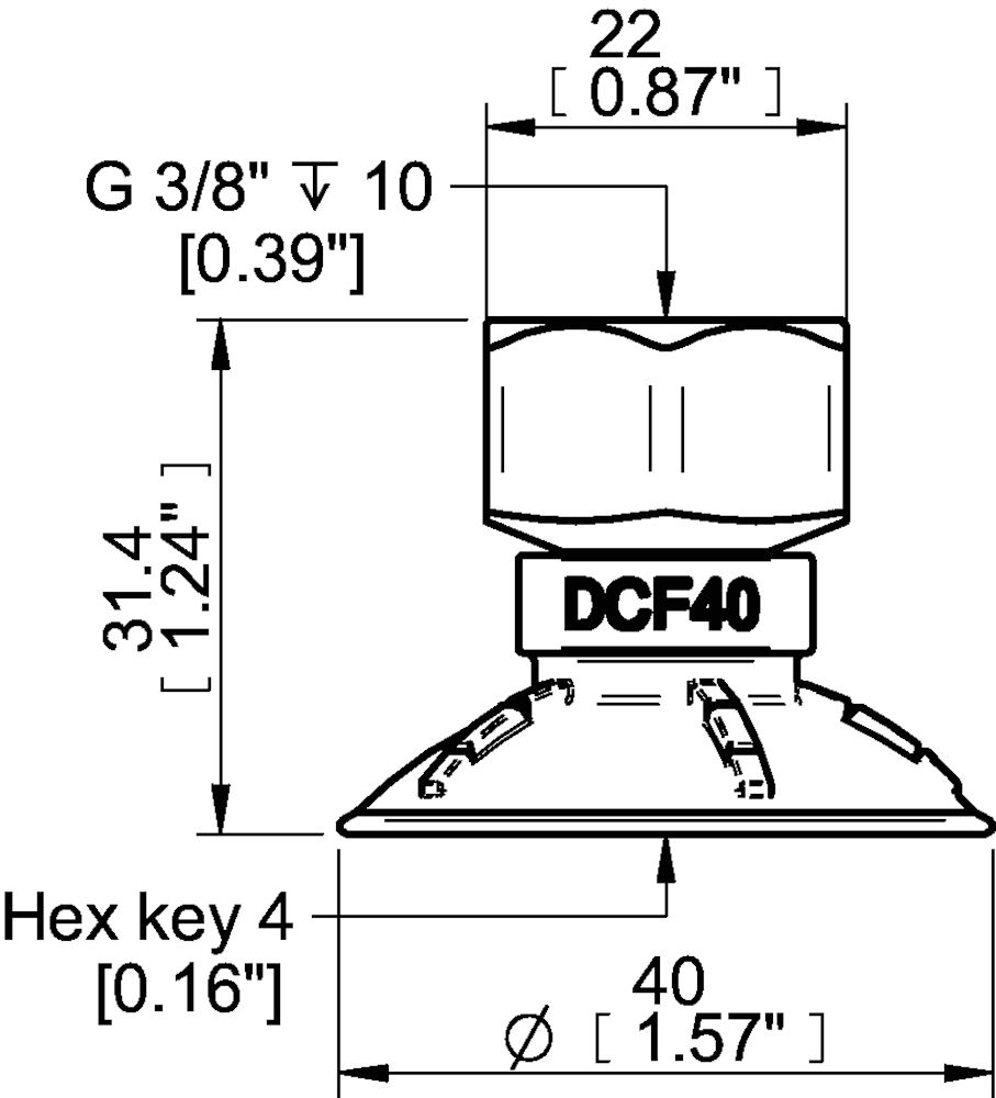 Piab Suction cup DCF40P Polyurethane 60, G3/8 female