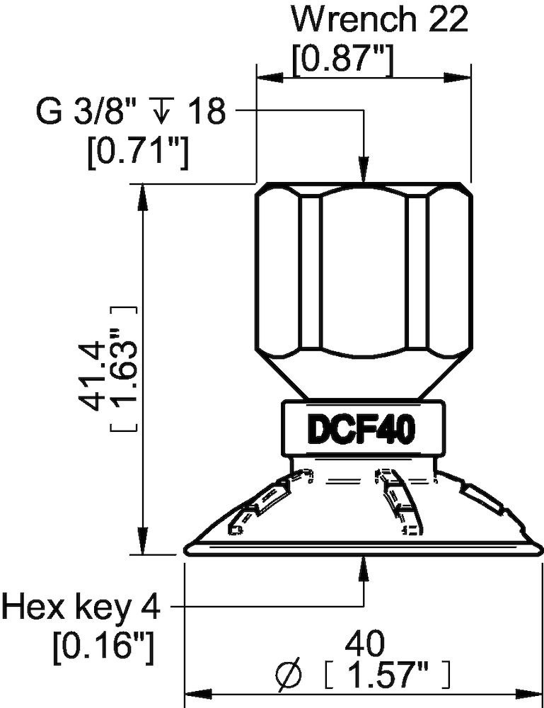 Piab Suction cup DCF40P Polyurethane 60, G3/8 female 17mm