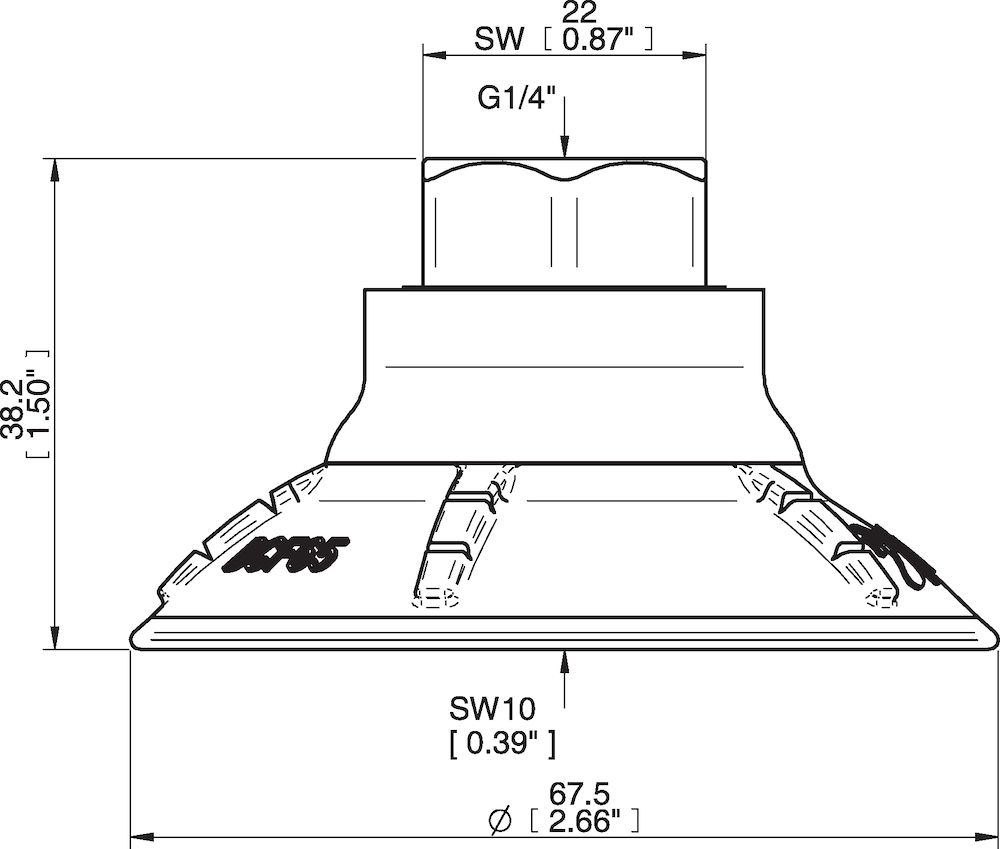 Piab Suction cup DCF65P Polyurethane 60, G1/4 female, with mesh filter