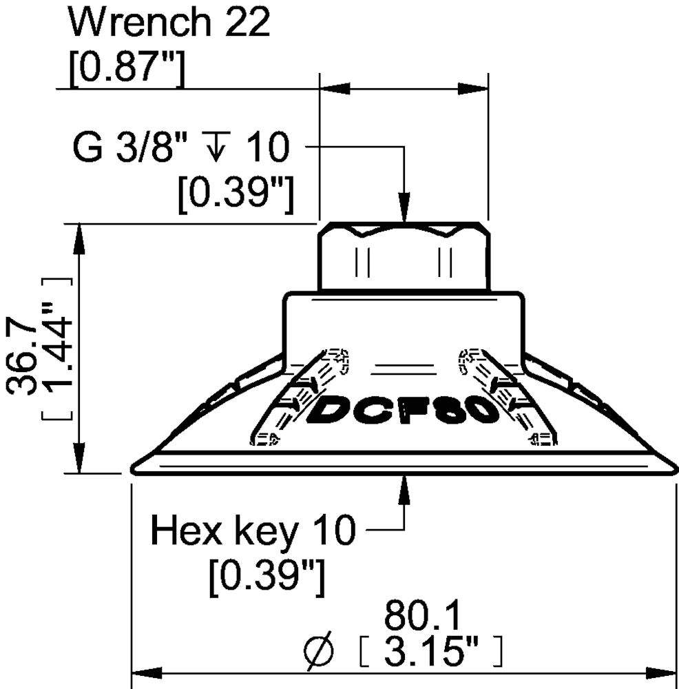 Piab Suction cup DCF80P Polyurethane 60, G3/8 female with mesh filter
