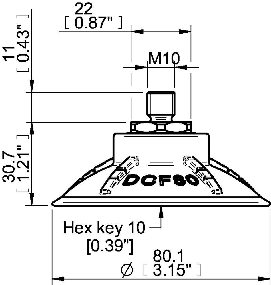 Piab Suction cup DCF80P Polyurethane 60, M10x1,5 male with mesh filter