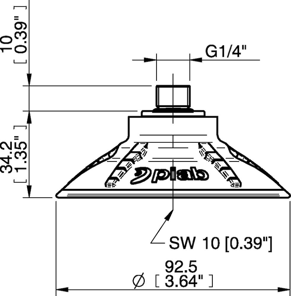 Piab Suction cup DCF90P Polyurethane 60 G1/4 male with mesh filter