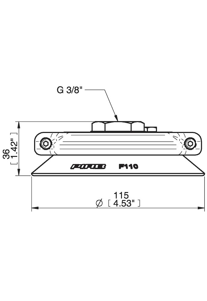 Piab Suction cup F110P Polyurethane 30/60, G3/8 female, with mesh filter