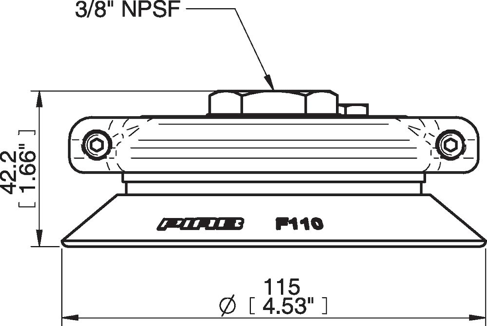 Piab Suction cup F110P Polyurethane 30/60, 3/8 NPSF female, with mesh filter