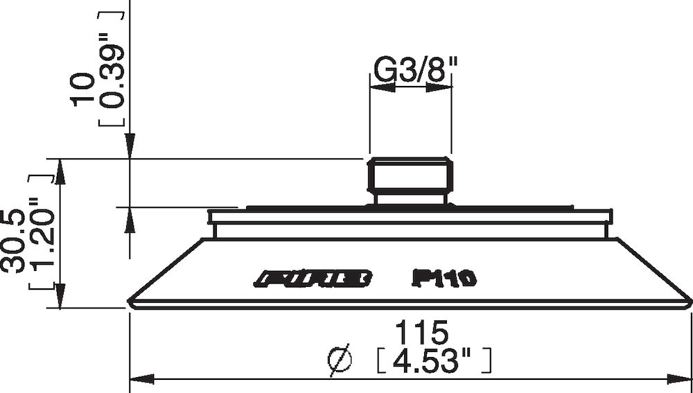 Piab Suction cup F110P Polyurethane 30/60, thread insert G3/8 with mesh filter for Vacuum Gripper S