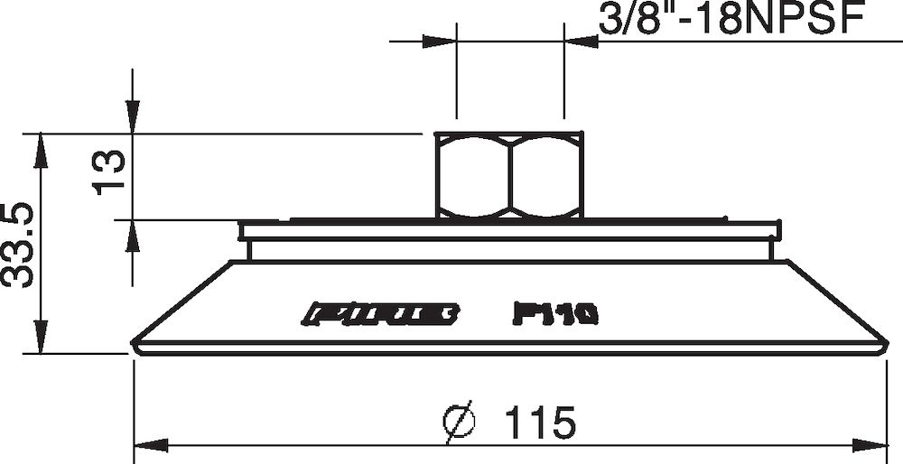 Piab Suction cup F110P Polyurethane 30/60, brass 3/8 NPSF female