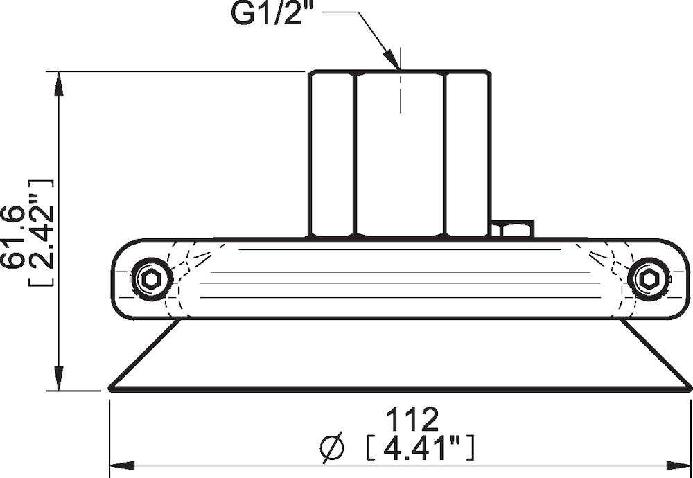 Piab Suction cup F110 Nitrile-PVC, G1/2 female, clamp ring with cone valve