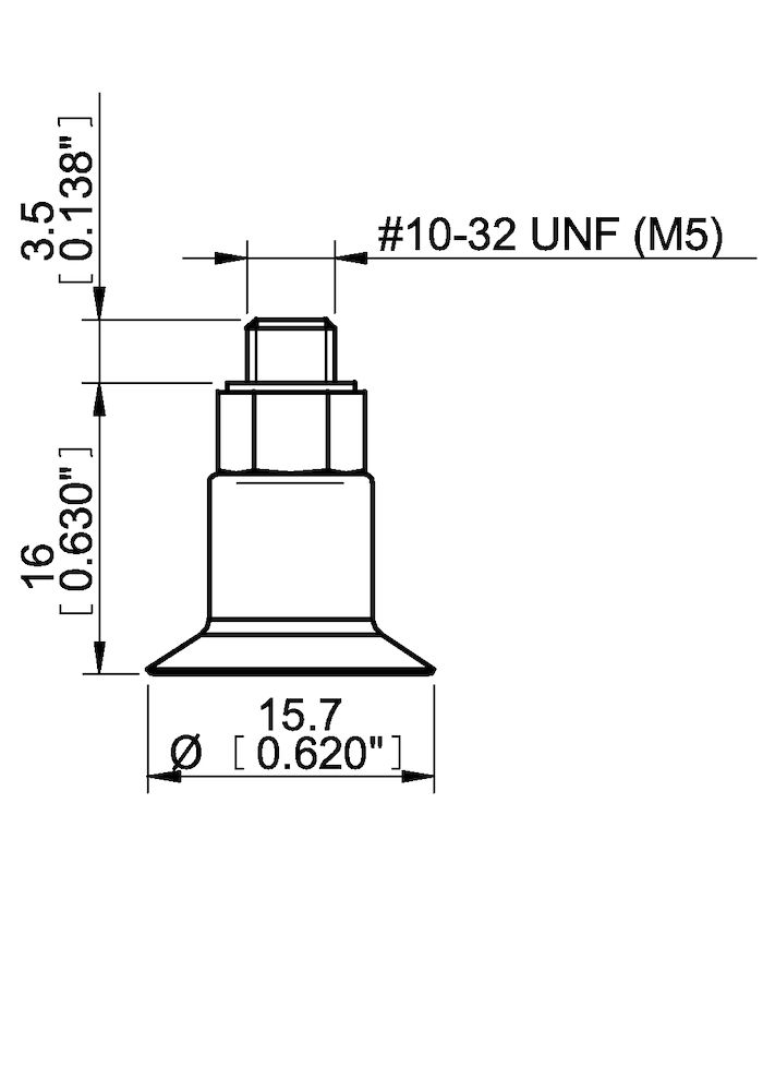 Piab Suction cup F15 Chloroprene, M5 male
