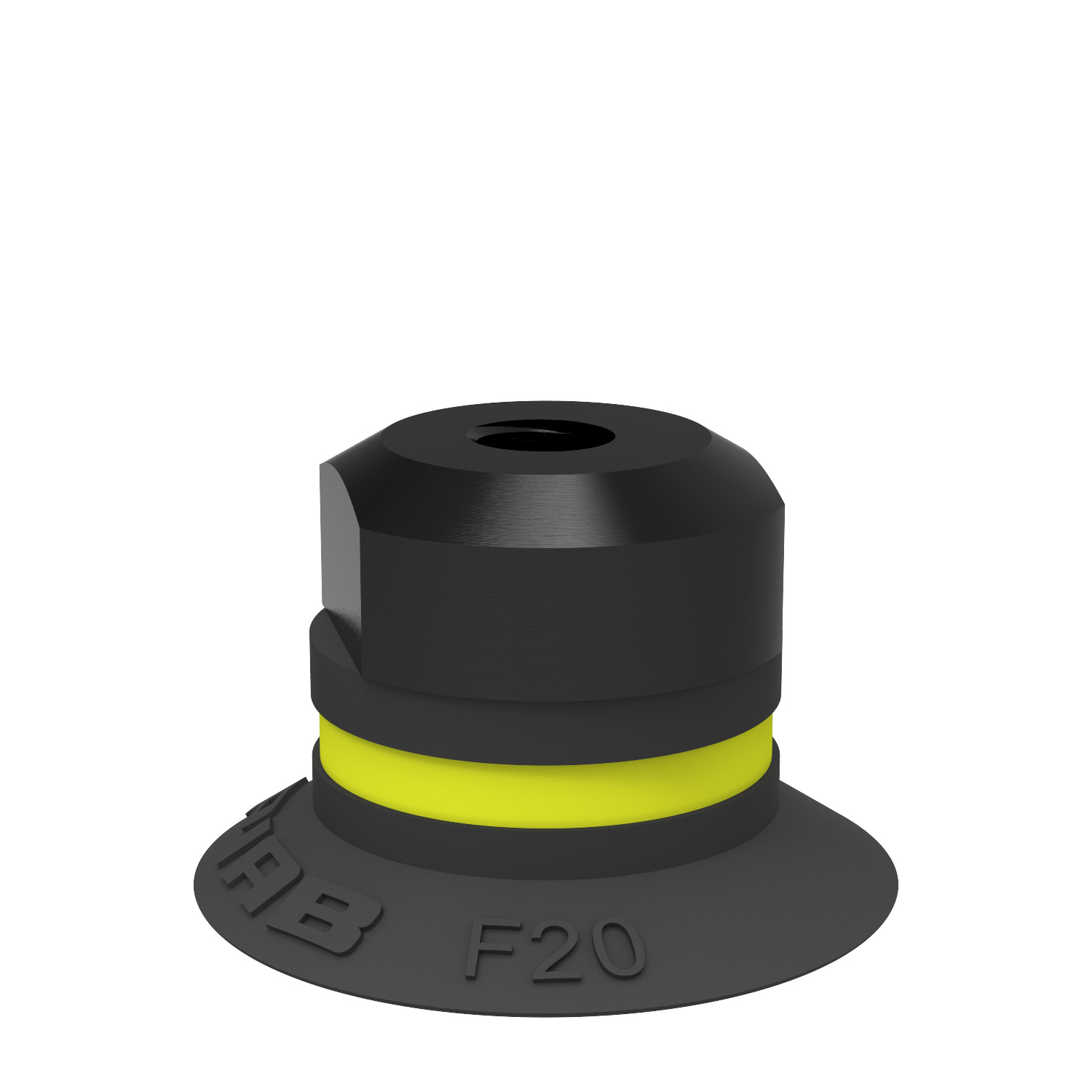 Piab Suction cup F20 Chloroprene, M5 female, with dual flow control valve