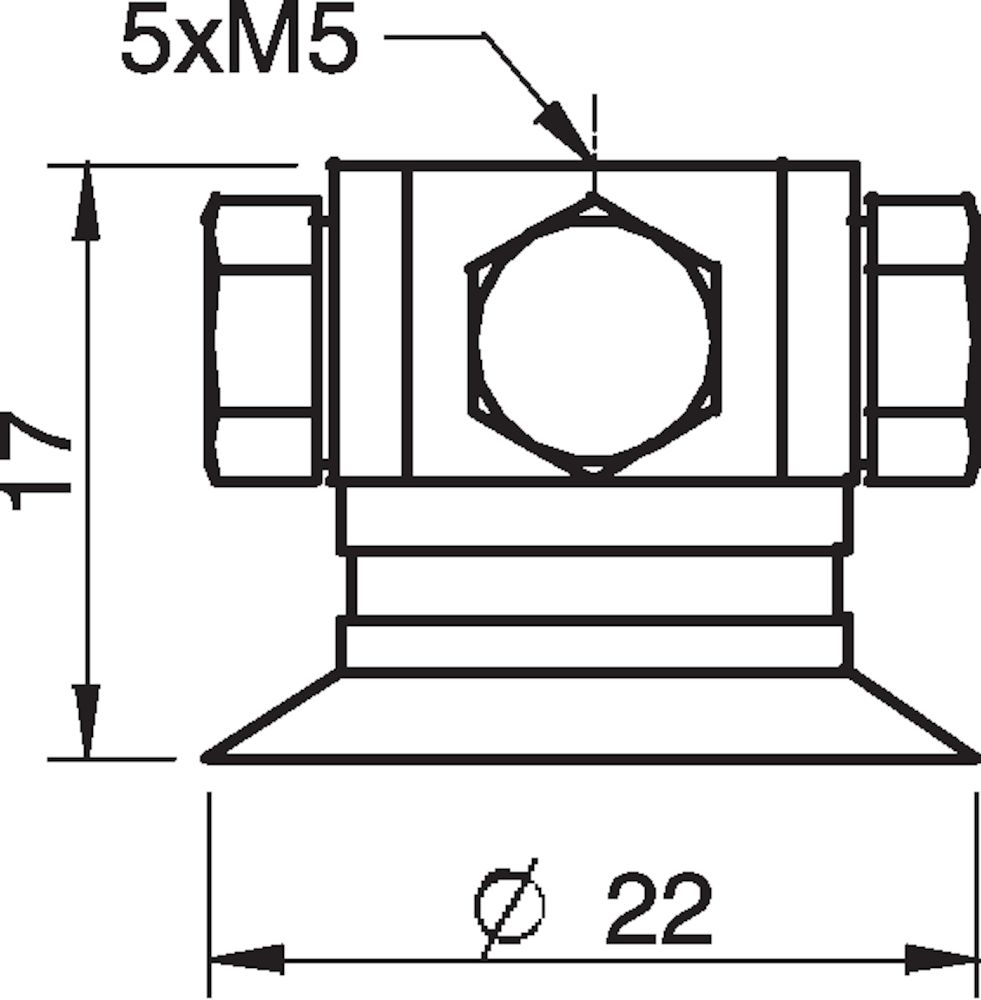 Piab Suction cup F20 Silicone, 5xM5 female