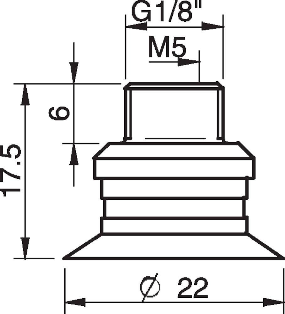 Piab Suction cup F20 Silicone, G1/8 male/M5 female, PA