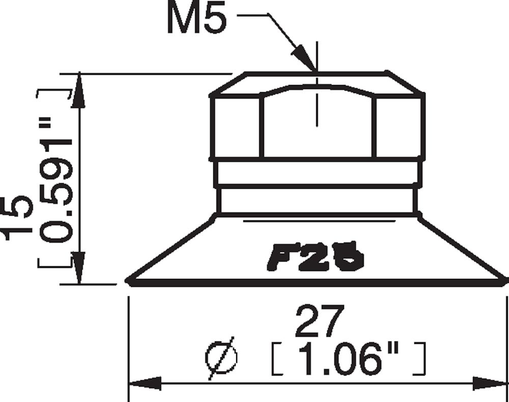 Piab Suction cup F25 Silicone, M5 female
