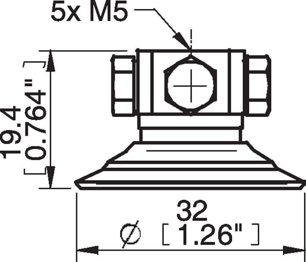 Piab Suction cup F30-2 Silicone, 5xM5 female