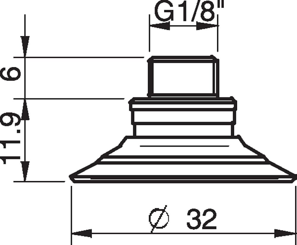 Piab Suction cup F30-2 Silicone FCM, G1/8 male/M5 female, with mesh filter