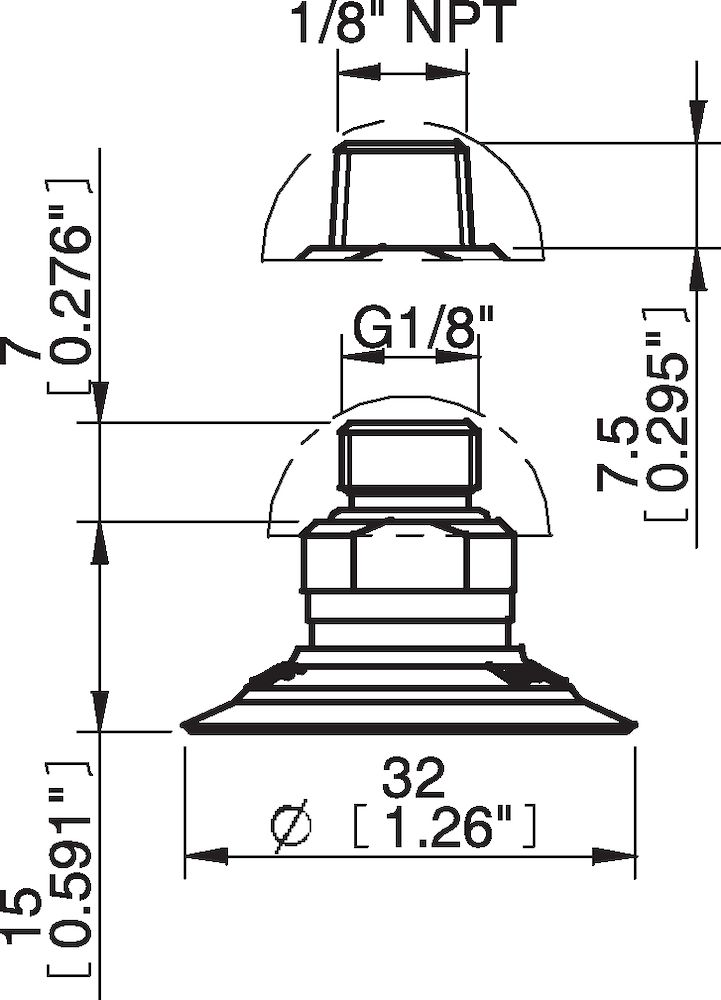 Piab Suction cup F30MF Thermoelastic polyurethane, 1/8 NPT male, with mesh filter