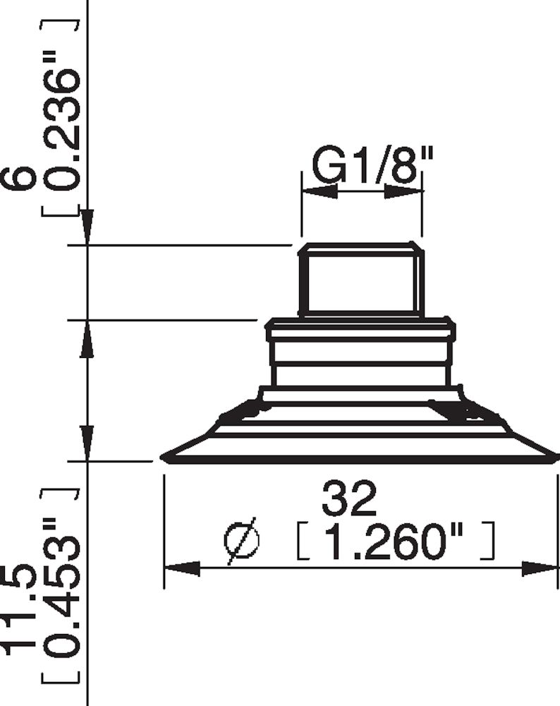 Piab Suction cup F30MF Thermoelastic polyurethane, G1/8 male/M5 female, with mesh filter