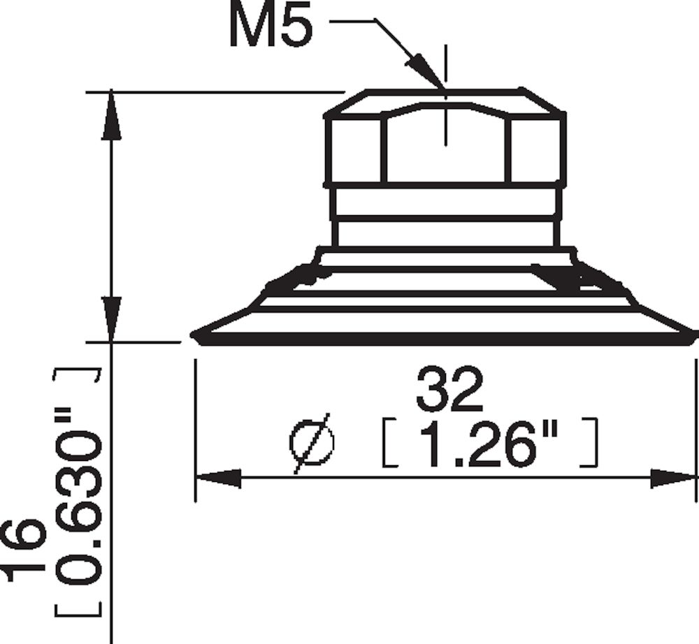 Piab Suction cup F30MF Thermoelastic polyurethane, M5 female, with dual flow control valve