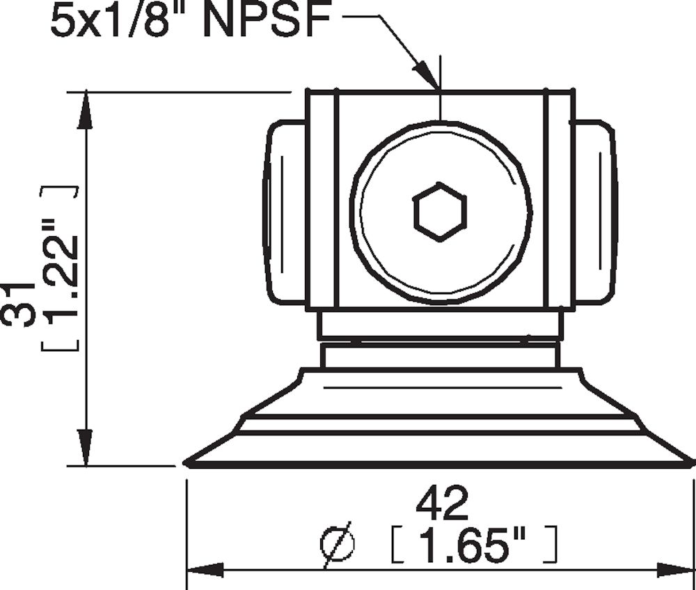 Piab Suction cup F40-2 Silicone, 5x1/8 NPSF female